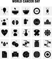 World Cancer Day Solid Glyph Icons Set For Infographics Mobile UXUI Kit And Print Design Include Hands Ribbon Love Romantic Report Love Romantic Valentine Icon Set Vector