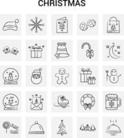 25 conjunto de iconos de navidad dibujados a mano fondo gris garabato vectorial vector