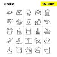 Cleaning Line Icons Set For Infographics Mobile UXUI Kit And Print Design Include Brush Brushing Clean Scrub Plunger Restroom Toilet Tool Icon Set Vector