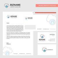 Music on cloud Business Letterhead Envelope and visiting Card Design vector template