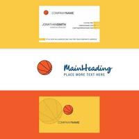 hermoso logotipo de baloncesto y vector de diseño vertical de tarjeta de visita