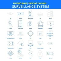 Surveillance Icons Futuro Blue 25 Icon pack vector