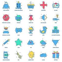 25 Business Concept Mix Flat Color Icon set vector