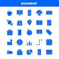 los iconos de glifos sólidos de negocios establecidos para infografías kit de uxui móvil y diseño de impresión incluyen redes para compartir en Internet monitor de redes compartir búsqueda colección de computadoras infografía moderna lo vector