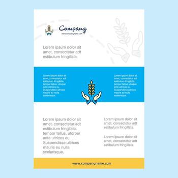 Template layout for Crops in hands comany profile annual report presentations leaflet Brochure Vector Background