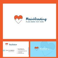 Heart ECG Logo design with Tagline Front and Back Busienss Card Template Vector Creative Design