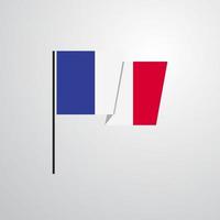 vector de diseño de bandera ondeante de francia