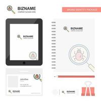 Search bug Business Logo Tab App Diary PVC Employee Card and USB Brand Stationary Package Design Vector Template