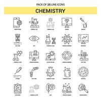 conjunto de iconos de línea química 25 estilo de contorno discontinuo vector