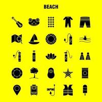 icono de glifo sólido de playa para impresión web y kit de uxui móvil, como pantalones cortos, ropa de vacaciones, piscina, instrumento marino, paquete de pictogramas, vector
