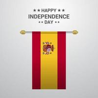 Spain Independence day hanging flag background vector
