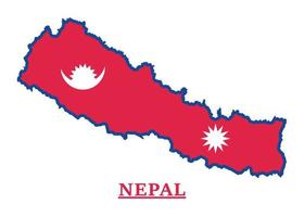 Nepal National Flag Map Design, Illustration Of Nepal Country Flag Inside The Map vector