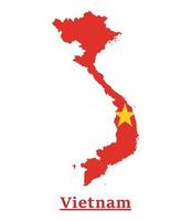 diseño del mapa de la bandera nacional de vietnam, ilustración de la bandera del país de vietnam dentro del mapa vector