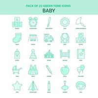 25 conjunto de iconos de bebé verde vector