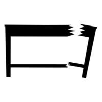 Broken table on a white background. Great for fragile, weathered and cracked tabletop logos. Vector illustration