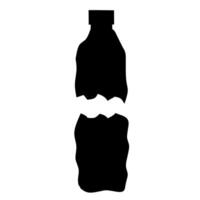 Broken and dull black bottle silhouette icon on white background. Good for mineral water waste logo and plastic recycling. vector