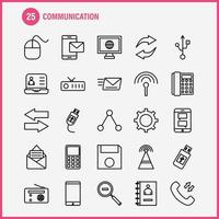 los iconos de línea de comunicación establecidos para infografías kit uxui móvil y diseño de impresión incluyen llamadas telefónicas horas señales colección de comunicación de red de torre logotipo infográfico moderno e imagen vector