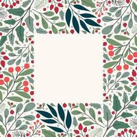 Winter Floral And Greenery Border Background vector