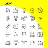 Army Hand Drawn Icons Set For Infographics Mobile UXUI Kit And Print Design Include Monitor Badge Enforcement Law Army Barbed Wire French Icon Set Vector