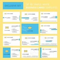 Set of 12 Message Creative Busienss Card Template Editable Creative logo and Visiting card background vector