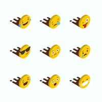 Set of Yellow emojis design vector