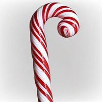 Bastón de caramelo de Navidad 3d sobre fondo blanco aislado. fiesta, celebracion, diciembre, feliz navidad foto