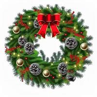 3d christmas Wreath on isolated white background. Holiday, celebration, december, merry christmas photo