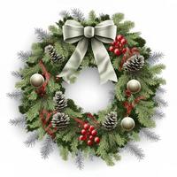 3d christmas Wreath on isolated white background. Holiday, celebration, december, merry christmas photo