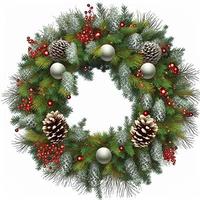 3d christmas Wreath on isolated white background. Holiday, celebration, december, merry christmas photo