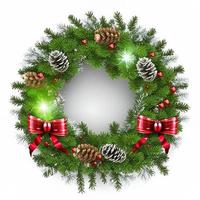 Corona de Navidad 3d sobre fondo blanco aislado. fiesta, celebracion, diciembre, feliz navidad foto