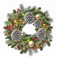 3d christmas Wreath on isolated white background. Holiday, celebration, december, merry christmas photo