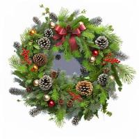 3d christmas Wreath on isolated white background. Holiday, celebration, december, merry christmas photo