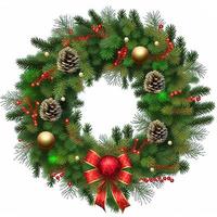 3d christmas Wreath on isolated white background. Holiday, celebration, december, merry christmas photo