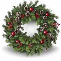 3d christmas Wreath on isolated white background. Holiday, celebration, december, merry christmas photo