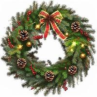 3d christmas Wreath on isolated white background. Holiday, celebration, december, merry christmas photo