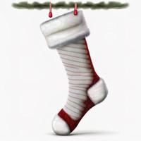 3d christmas stockings on isolated white background. Holiday, celebration, december, merry christmas photo