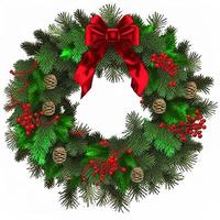 3d christmas Wreath on isolated white background. Holiday, celebration, december, merry christmas photo