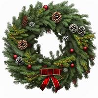 3d christmas Wreath on isolated white background. Holiday, celebration, december, merry christmas photo