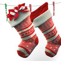 3d christmas stockings on isolated white background. Holiday, celebration, december, merry christmas photo