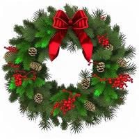 3d christmas Wreath on isolated white background. Holiday, celebration, december, merry christmas photo