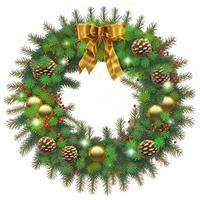 3d christmas Wreath on isolated white background. Holiday, celebration, december, merry christmas photo