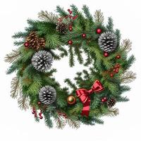3d christmas Wreath on isolated white background. Holiday, celebration, december, merry christmas photo