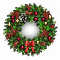 3d christmas Wreath on isolated white background. Holiday, celebration, december, merry christmas photo