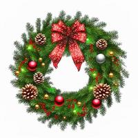 3d christmas Wreath on isolated white background. Holiday, celebration, december, merry christmas photo