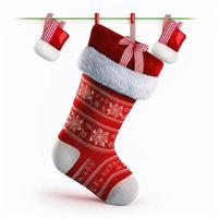 3d christmas stockings on isolated white background. Holiday, celebration, december, merry christmas photo