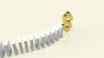 Business image, white domino and gold dollar symbol 3d rendering photo