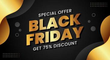 Realistic gold banner background black friday vector