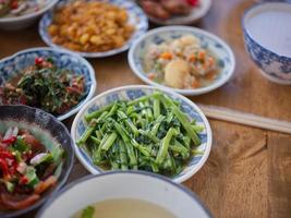 Rice gruel and side dish . Concept breakfast THAI STYLE photo