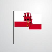 vector de diseño de bandera ondeante de gibraltar