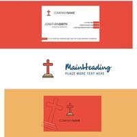 Beautiful Grave Logo and business card vertical Design Vector